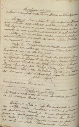 Resolução que autoriza a prefeitura colocar uma lâmpada na Avenida Dr. Americo Brasiliense. Resolução n° 369