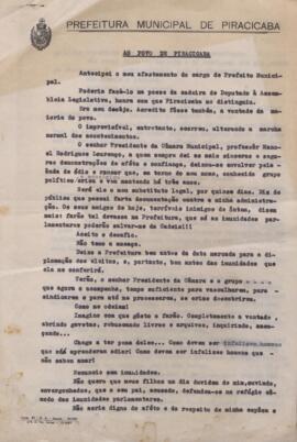Texto – “Ao Povo de Piracicaba”