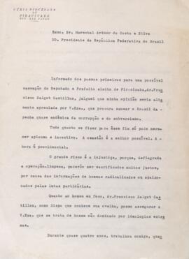 Ofício – Bispo Aniger Melillo ao Marechal Costa e Silva