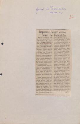 Jornal de Piracicaba “Deputado Salgot visitou o bairro de Tanquinho”