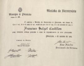 Diploma - Medalha do Bicentenário